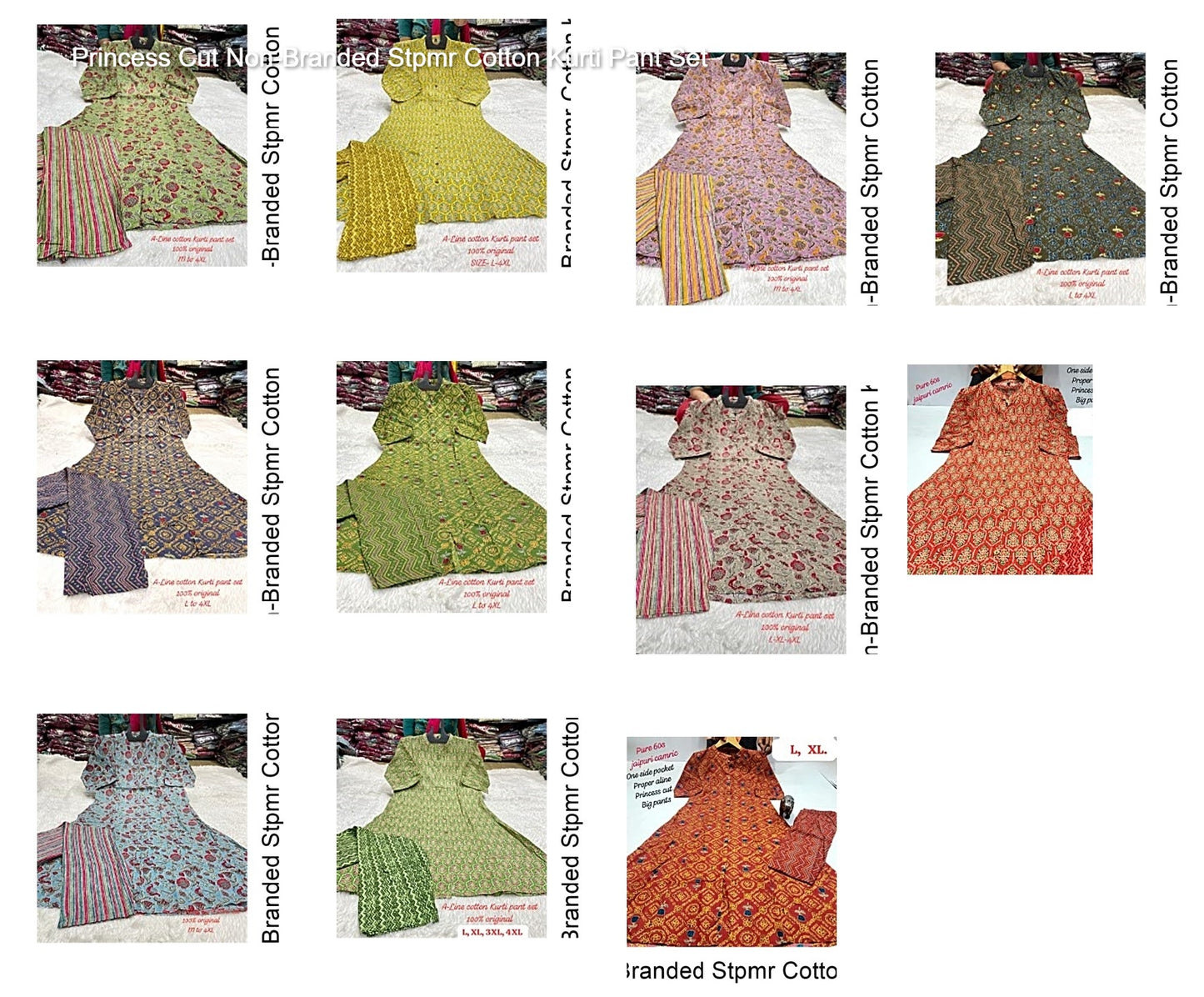 Princess Cut Non-Branded Stpmr Cotton Kurti Pant Set
