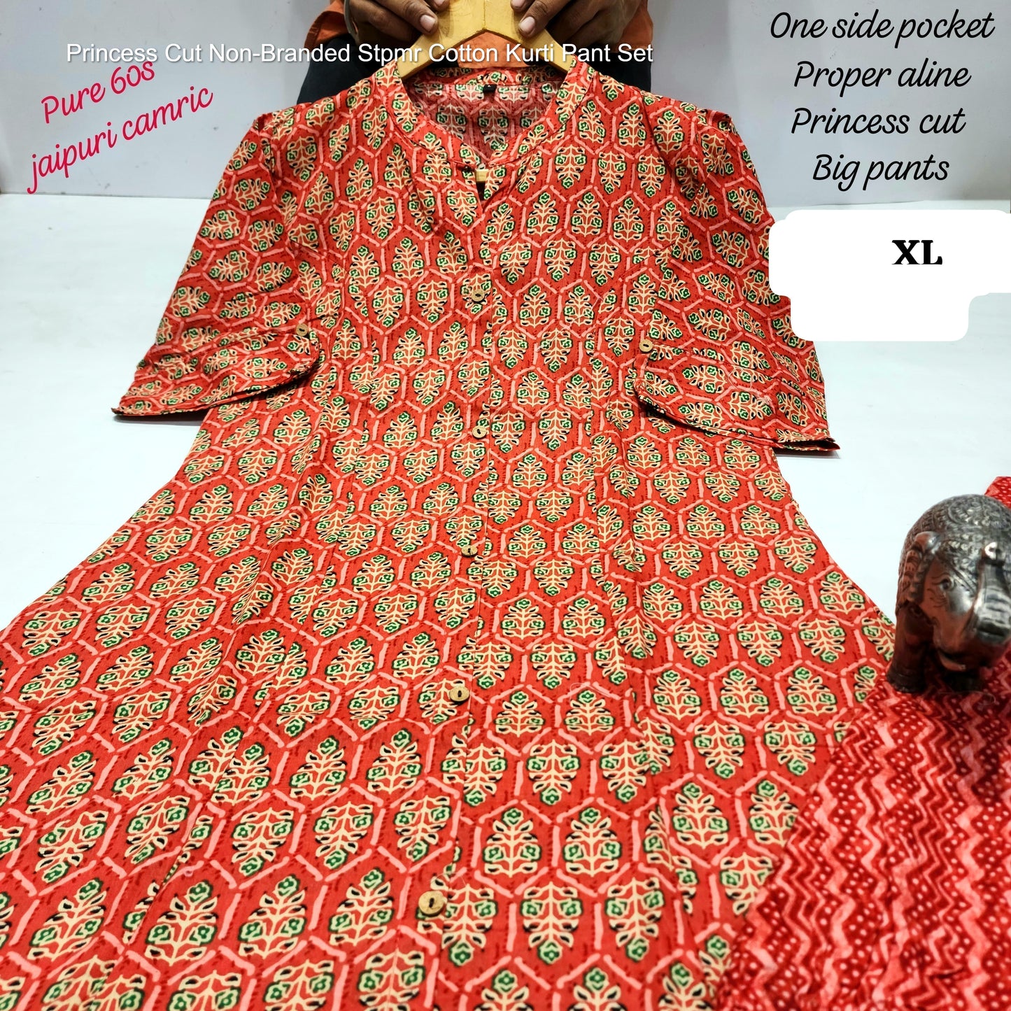 Princess Cut Non-Branded Stpmr Cotton Kurti Pant Set
