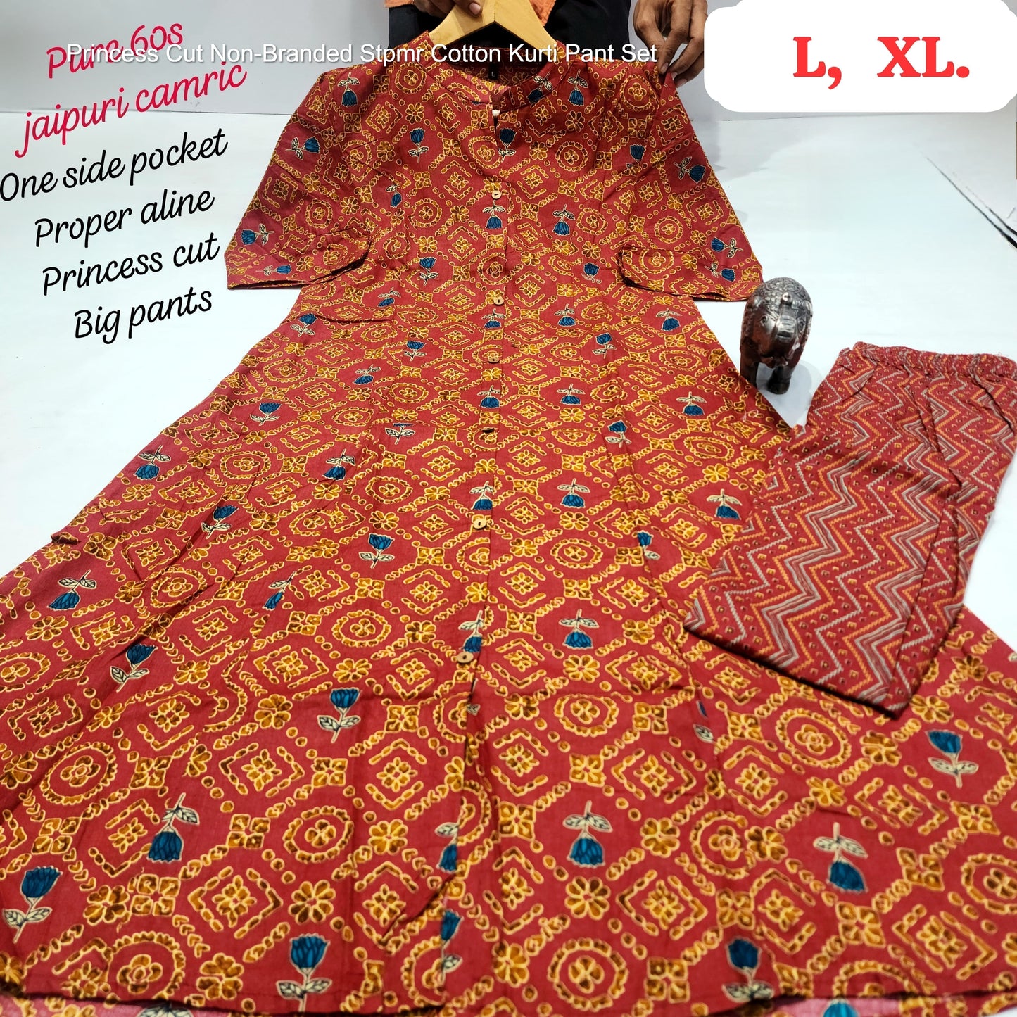 Princess Cut Non-Branded Stpmr Cotton Kurti Pant Set