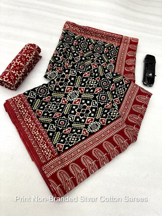 Print Non-Branded Stvar Cotton Sarees