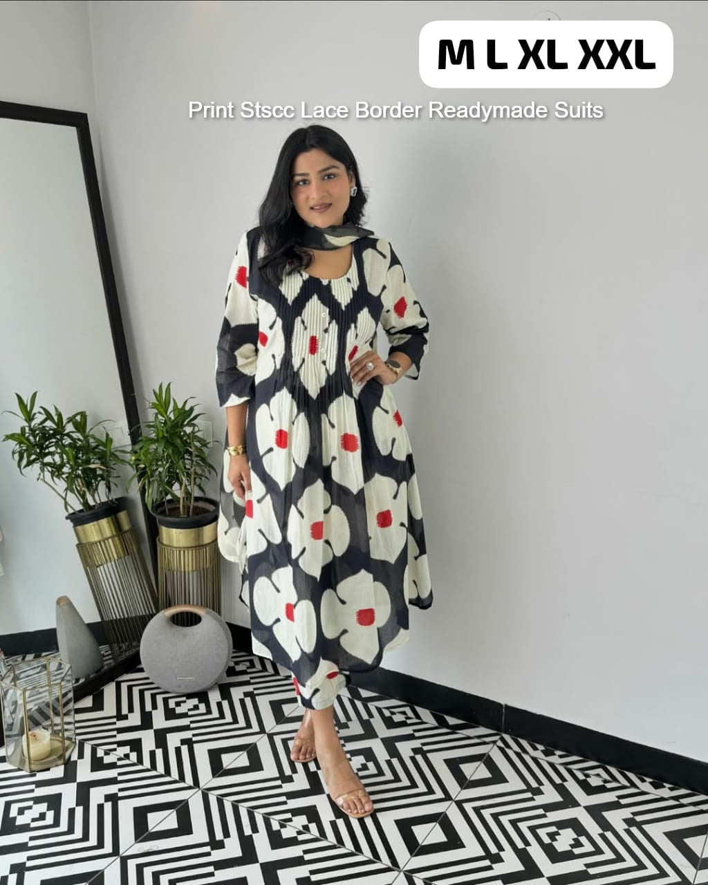 Print Stscc Lace Border Readymade Suits