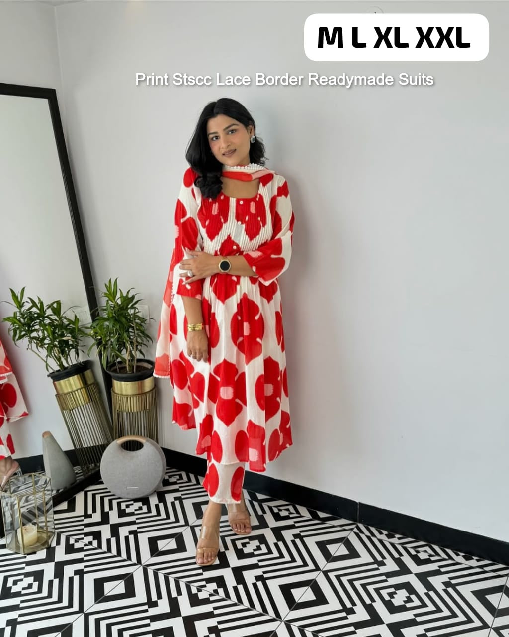 Print Stscc Lace Border Readymade Suits