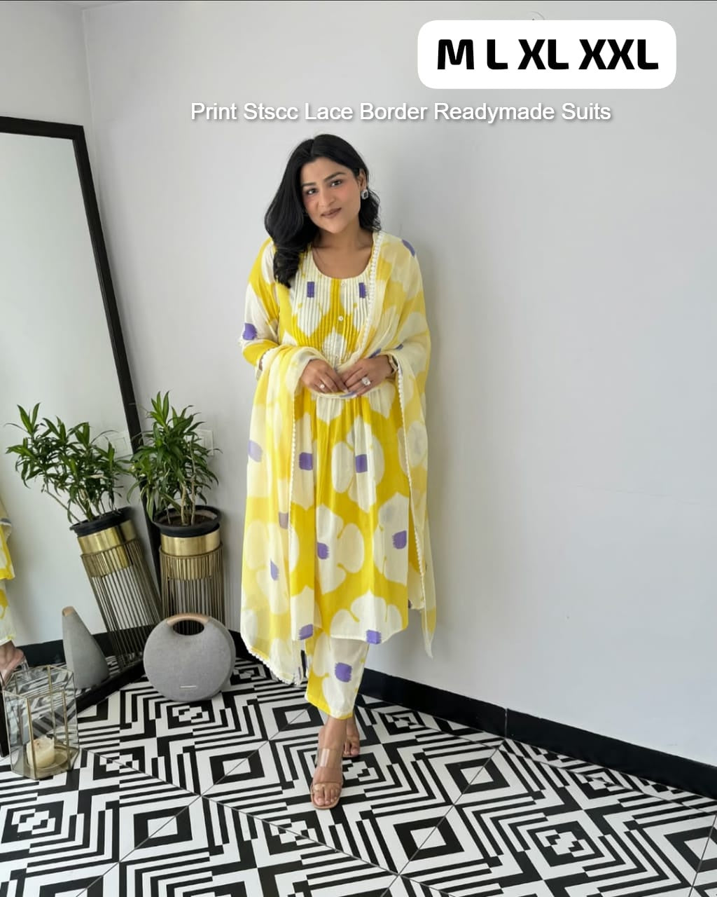 Print Stscc Lace Border Readymade Suits