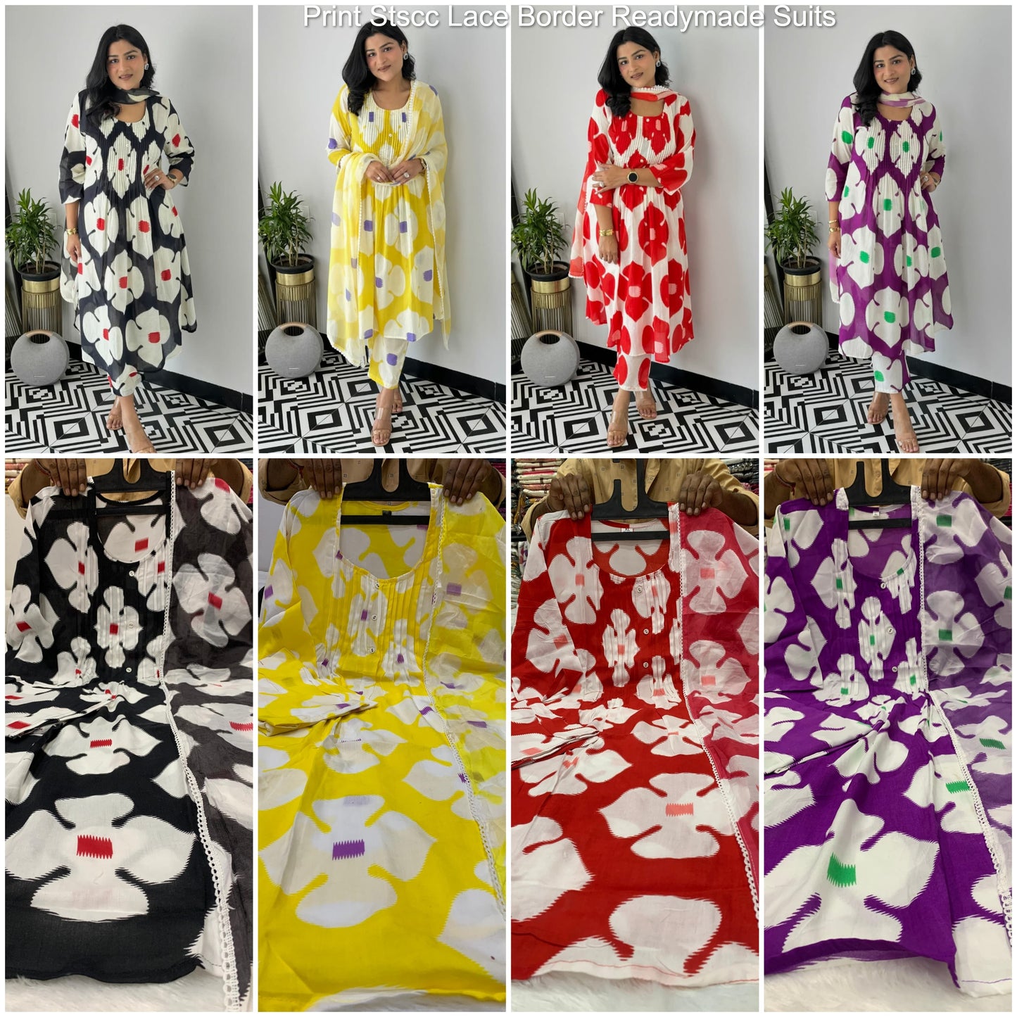 Print Stscc Lace Border Readymade Suits