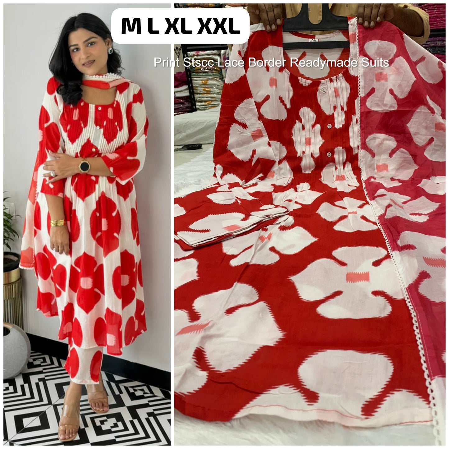 Print Stscc Lace Border Readymade Suits