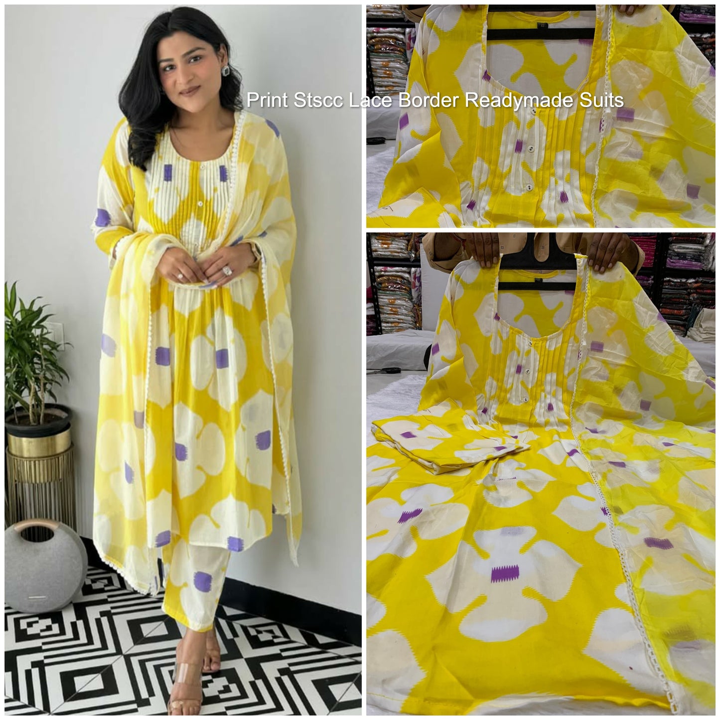 Print Stscc Lace Border Readymade Suits