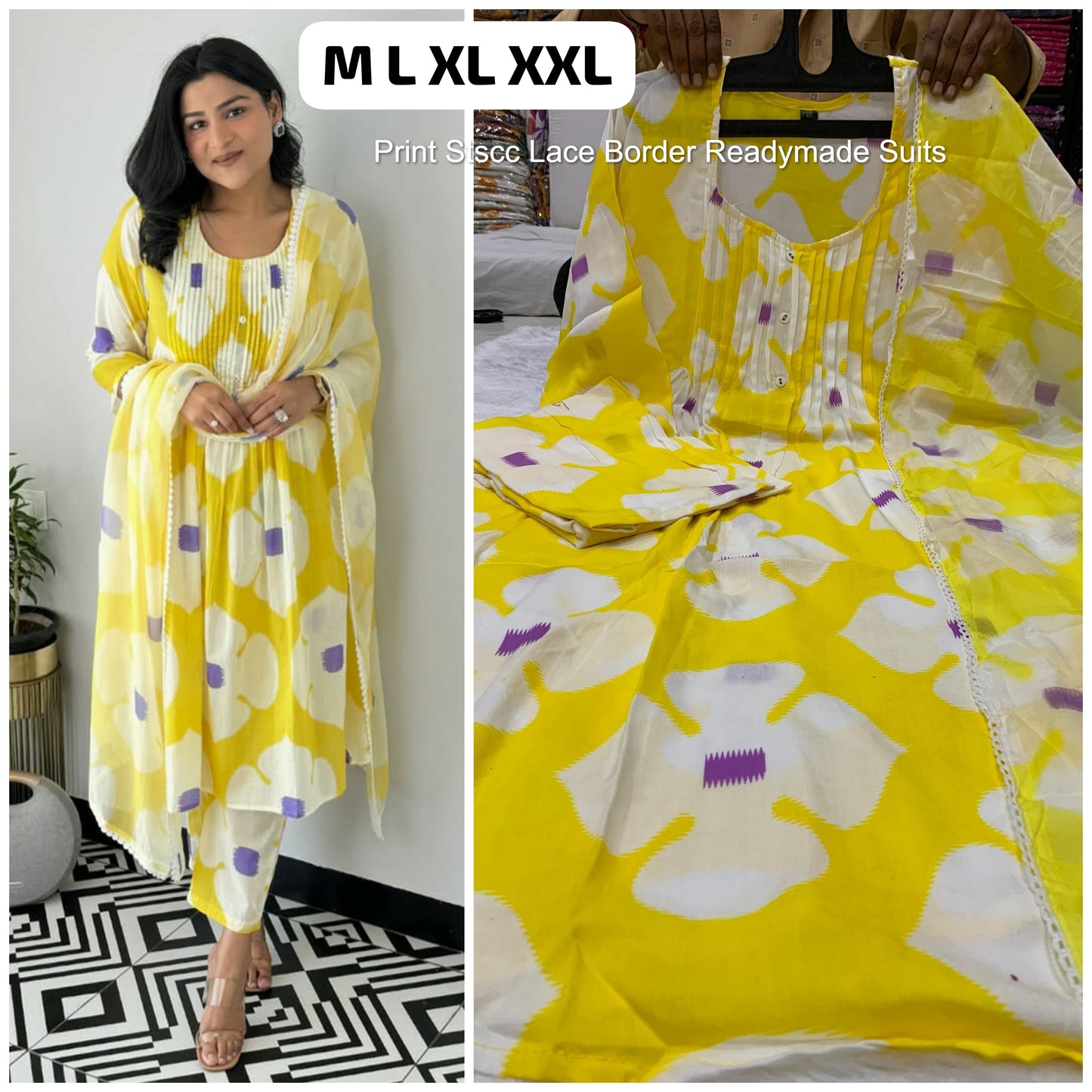 Print Stscc Lace Border Readymade Suits