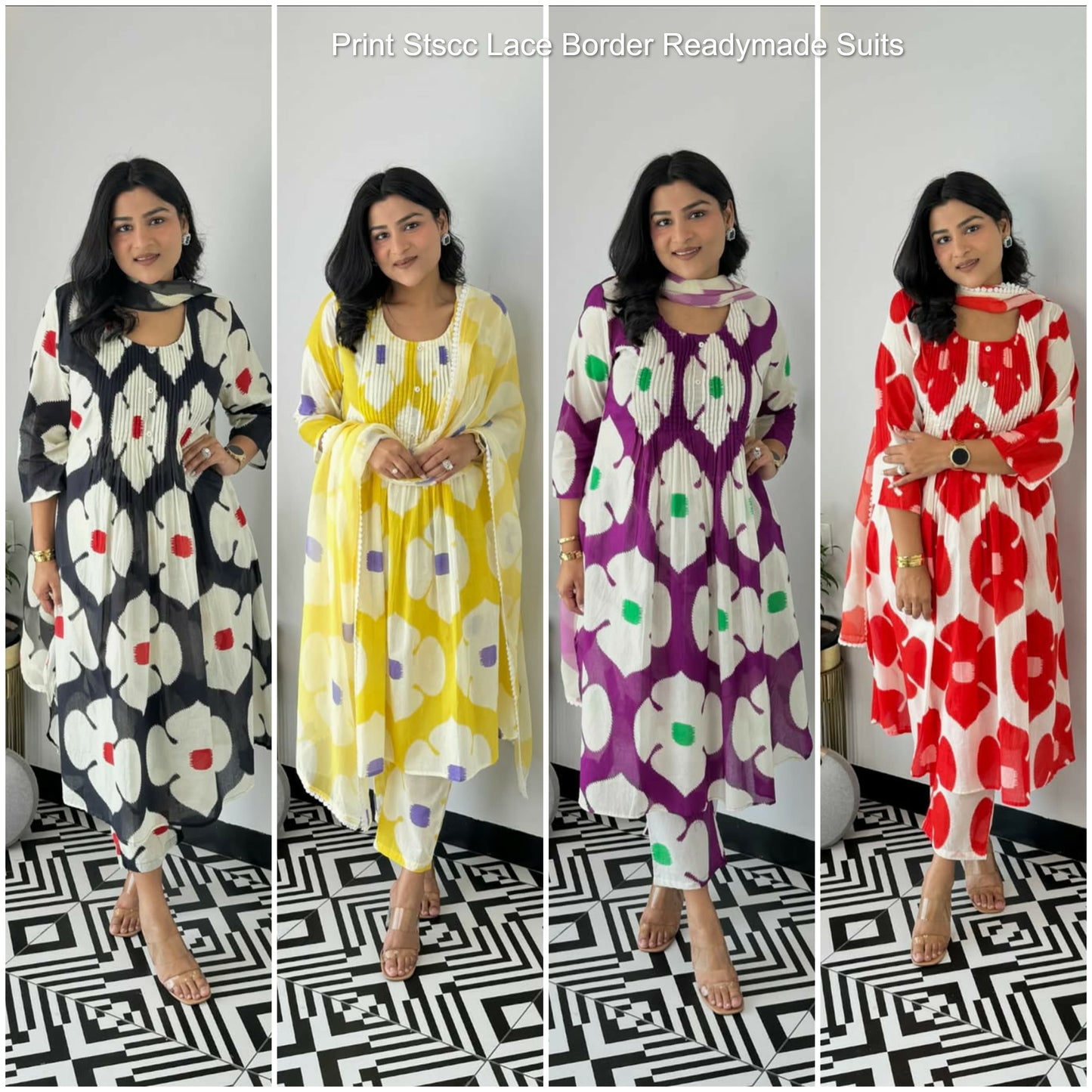 Print Stscc Lace Border Readymade Suits