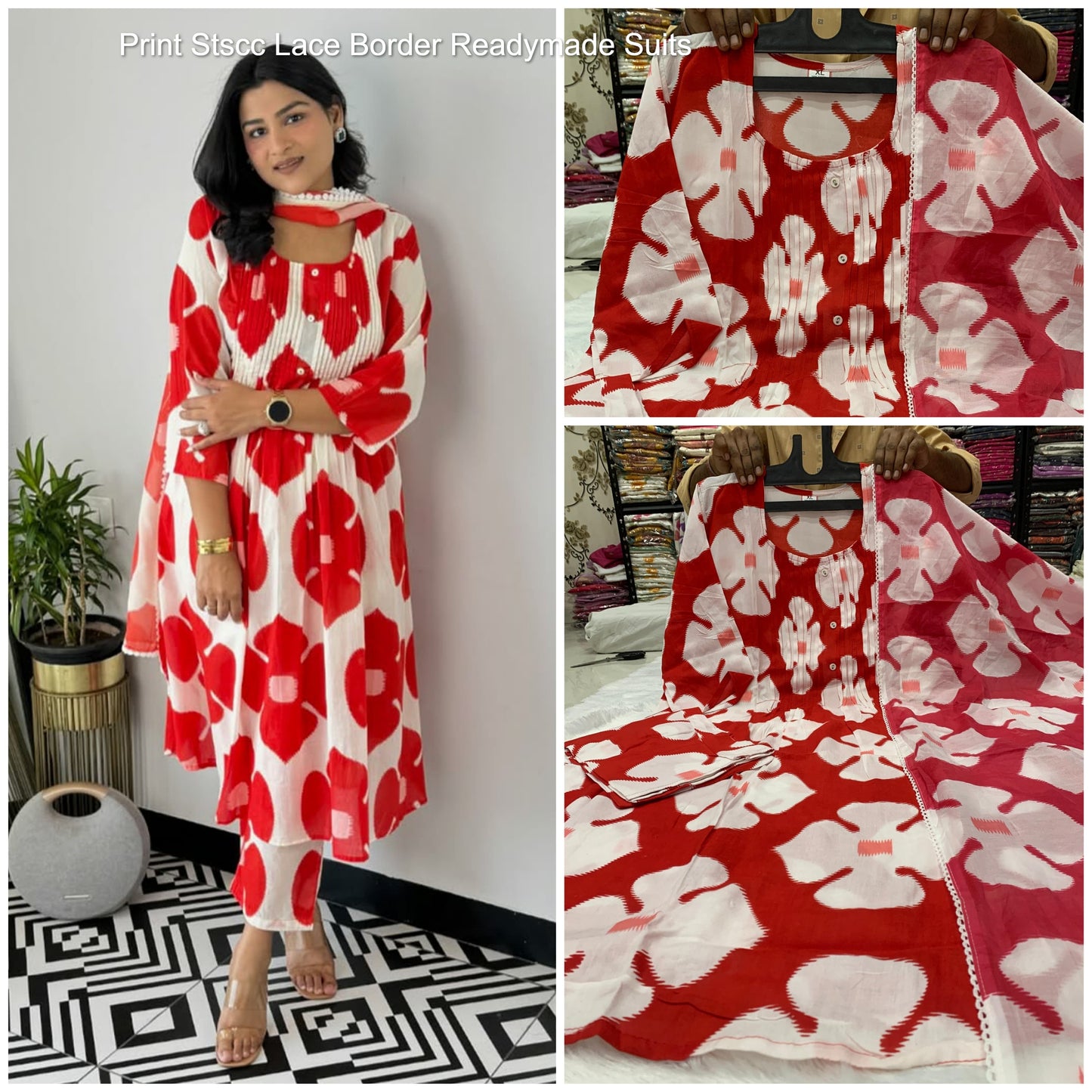 Print Stscc Lace Border Readymade Suits
