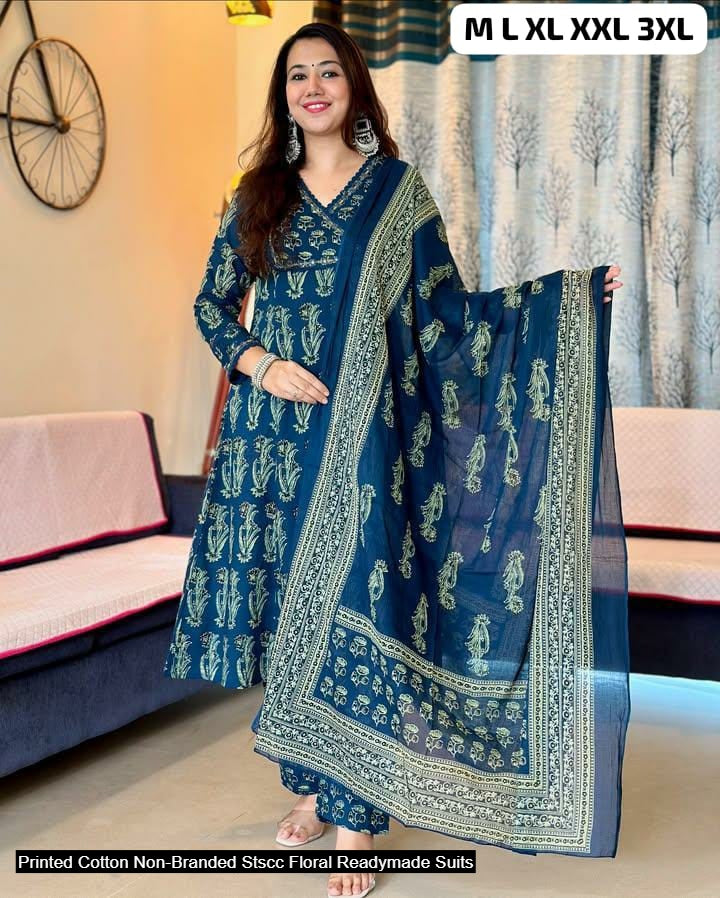 Printed Cotton Non-Branded Stscc Floral Readymade Suits