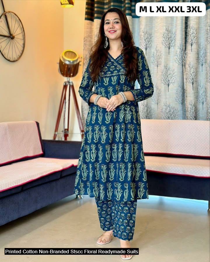 Printed Cotton Non-Branded Stscc Floral Readymade Suits
