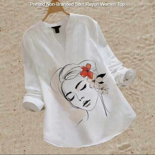 Printed Non-Branded Stkri Rayon Women Top