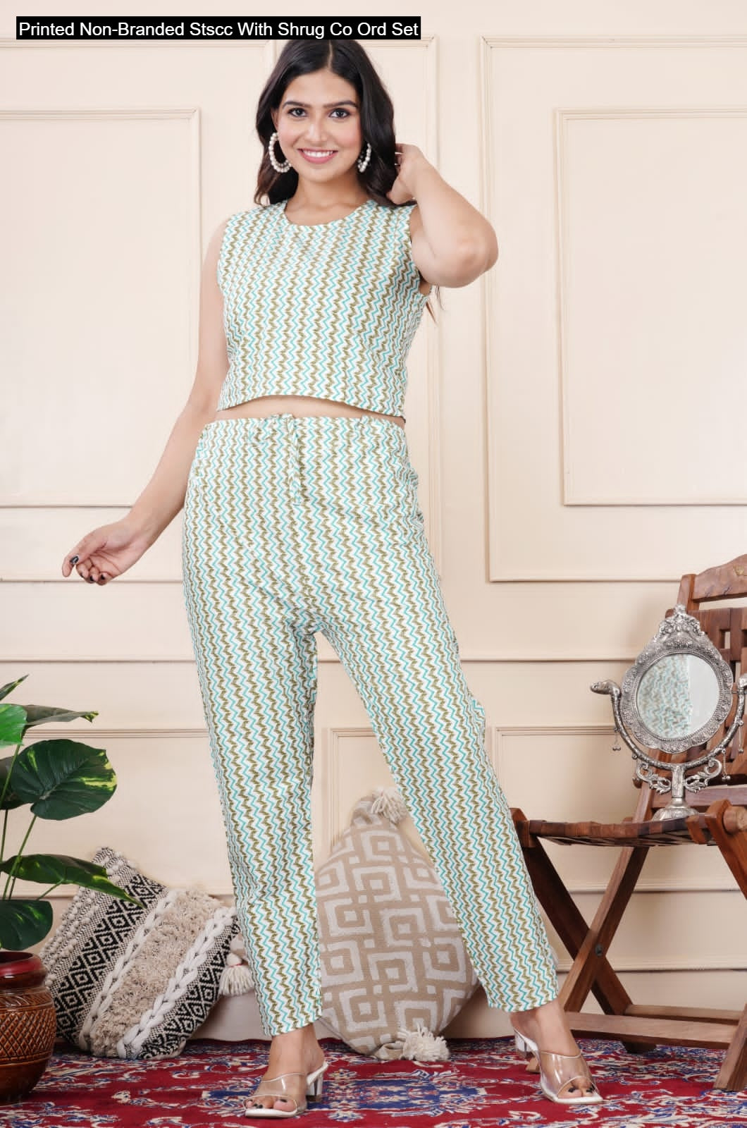 Printed Non-Branded Stscc With Shrug Co Ord Set