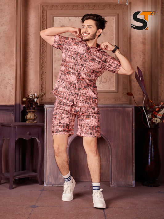 Printed Salas Cotton Mens Co Ord Set