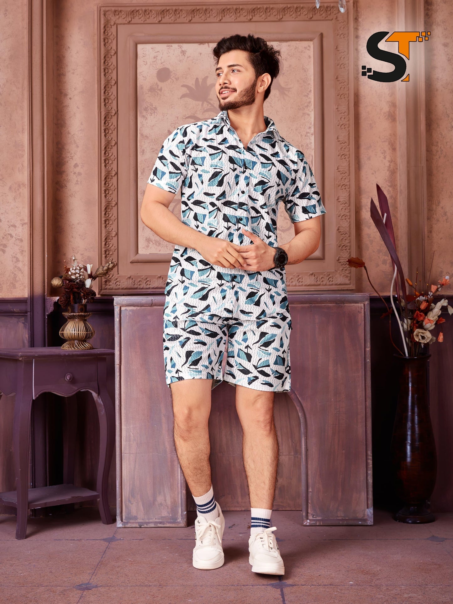 Printed Salas Cotton Mens Co Ord Set
