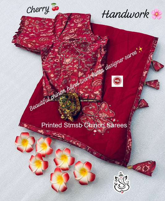 Printed Stmsb Chinon Sarees