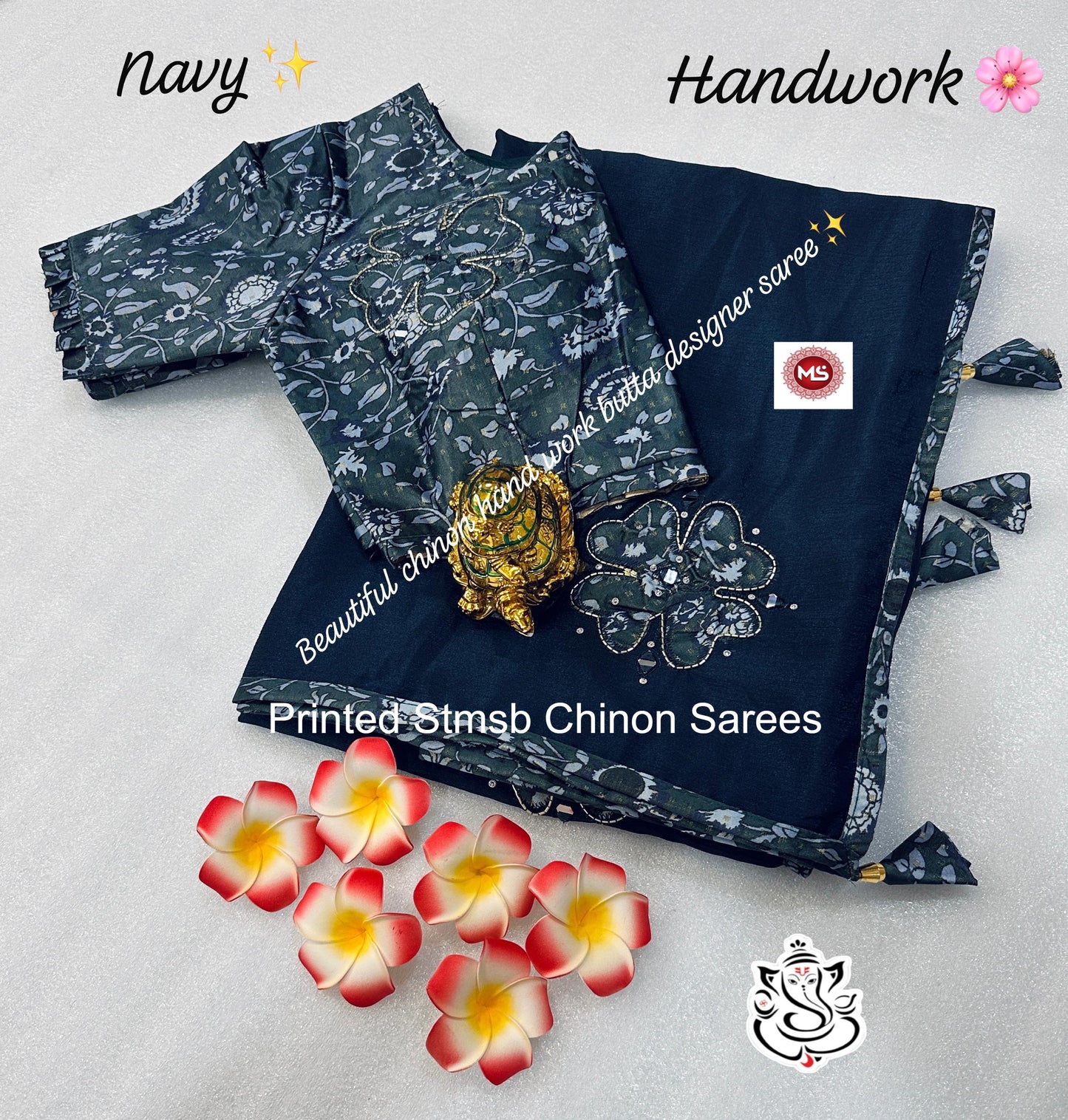 Printed Stmsb Chinon Sarees