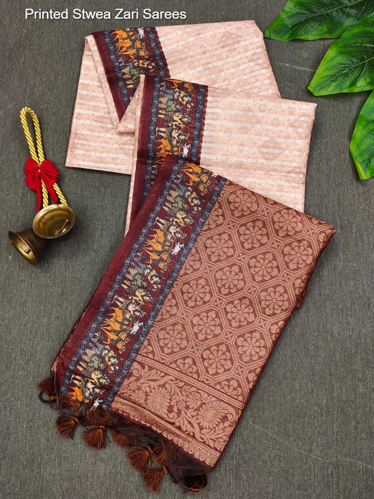 Printed Stwea Zari Sarees