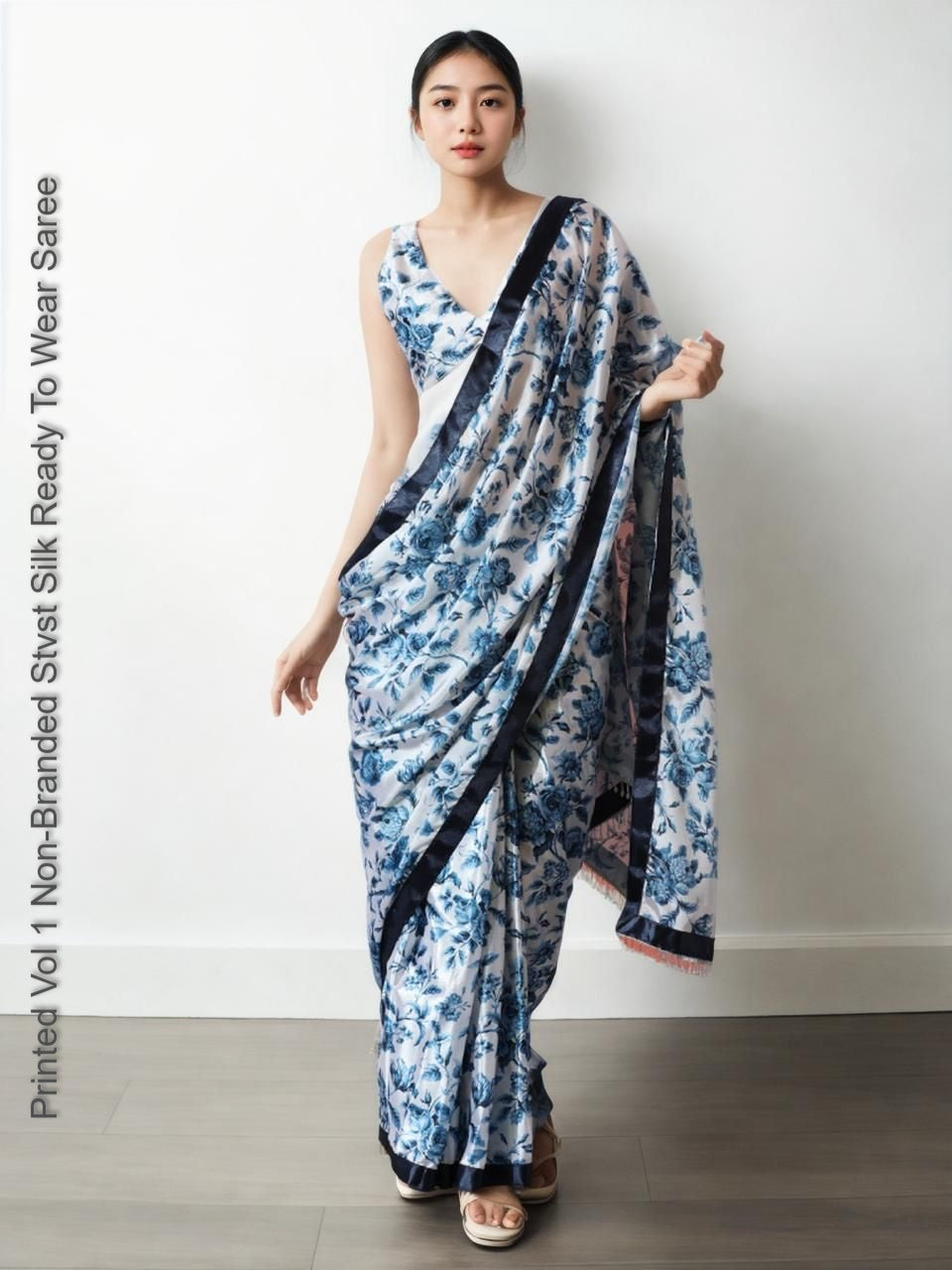 Printed Vol 1 Non-Branded Stvst Silk Ready To Wear Saree