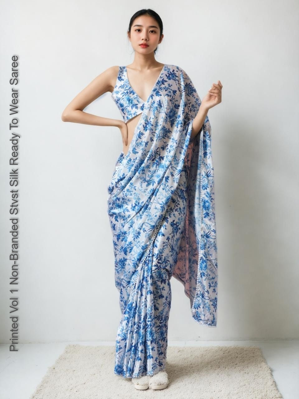 Printed Vol 1 Non-Branded Stvst Silk Ready To Wear Saree