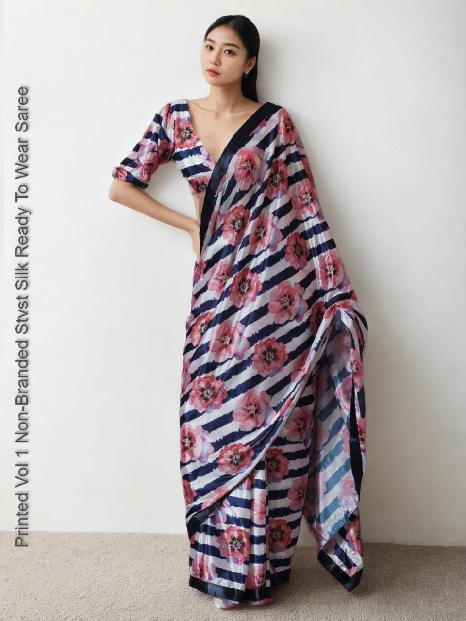 Printed Vol 1 Non-Branded Stvst Silk Ready To Wear Saree