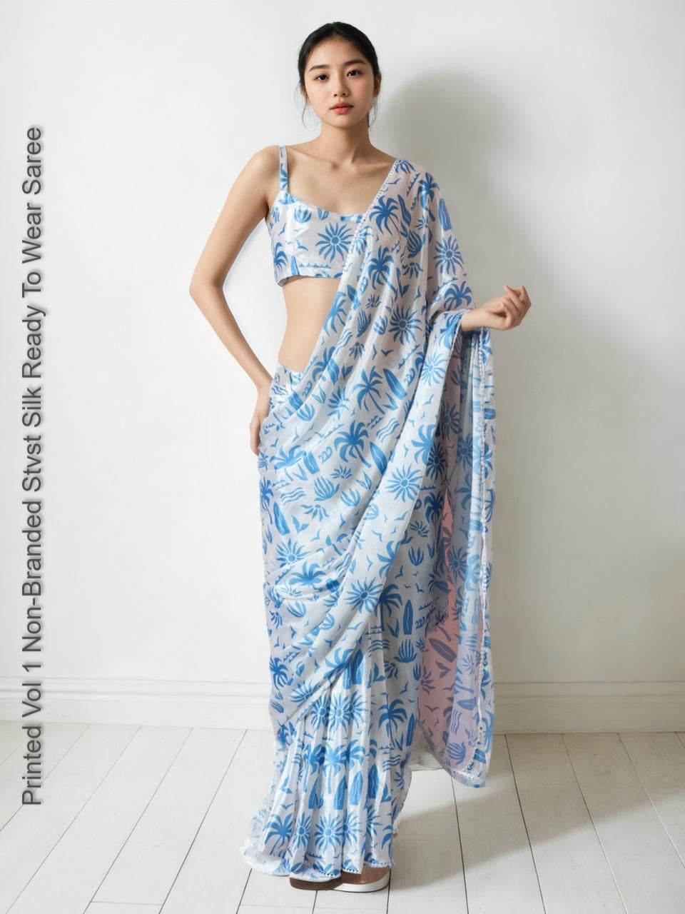 Printed Vol 1 Non-Branded Stvst Silk Ready To Wear Saree