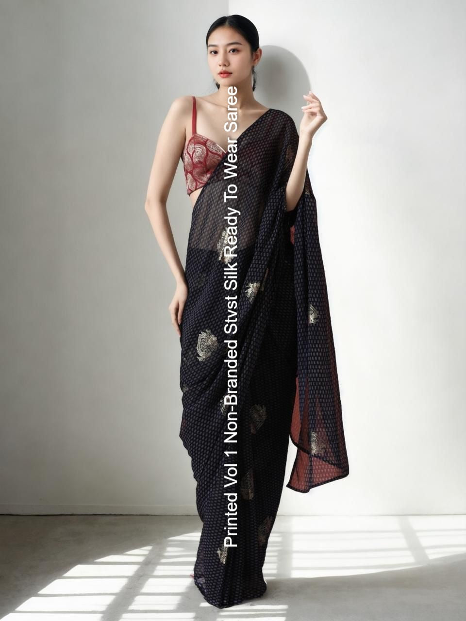 Printed Vol 1 Non-Branded Stvst Silk Ready To Wear Saree