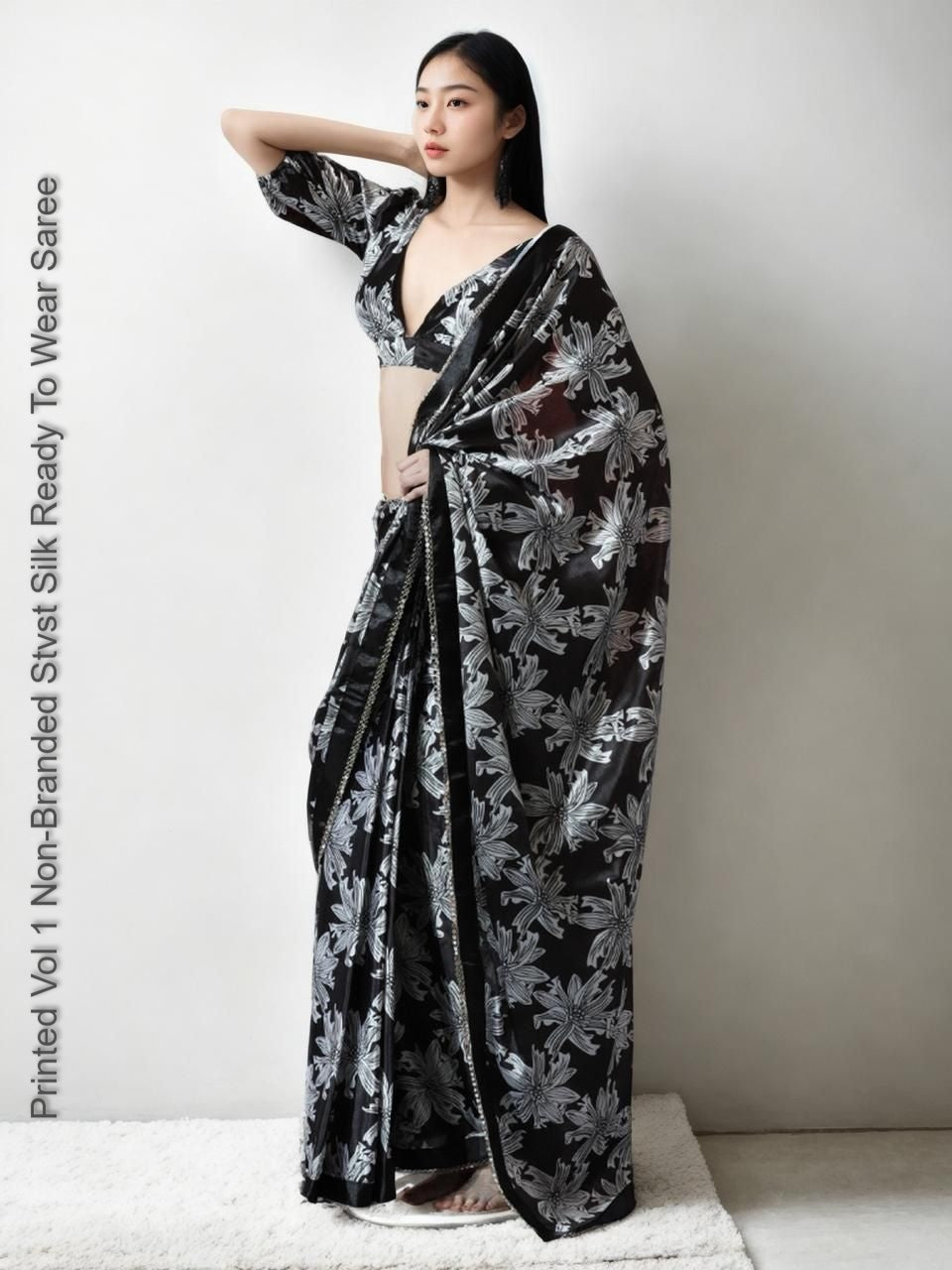 Printed Vol 1 Non-Branded Stvst Silk Ready To Wear Saree