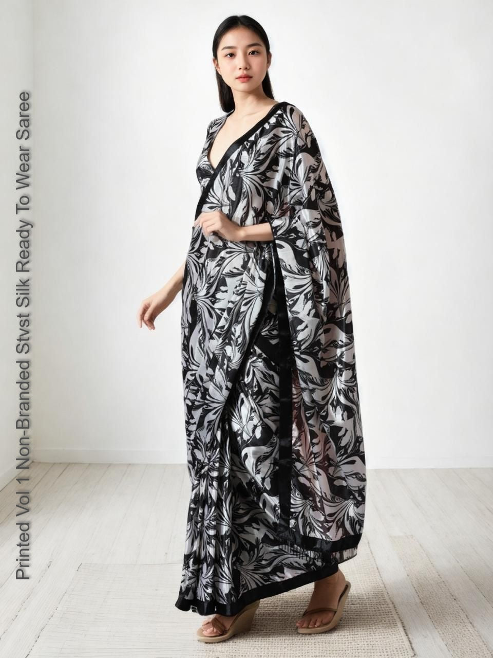 Printed Vol 1 Non-Branded Stvst Silk Ready To Wear Saree