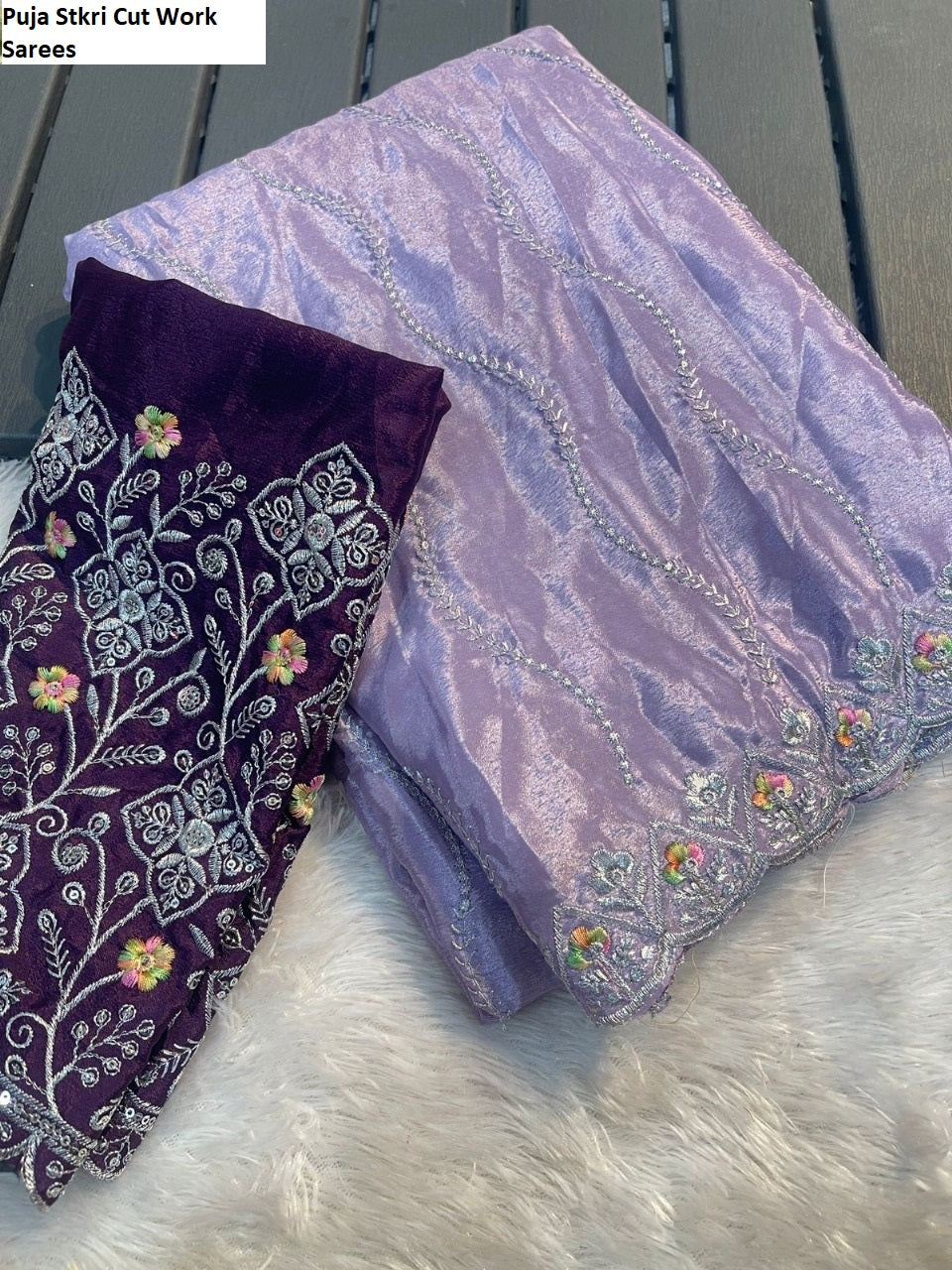 Puja Stkri Cut Work Sarees