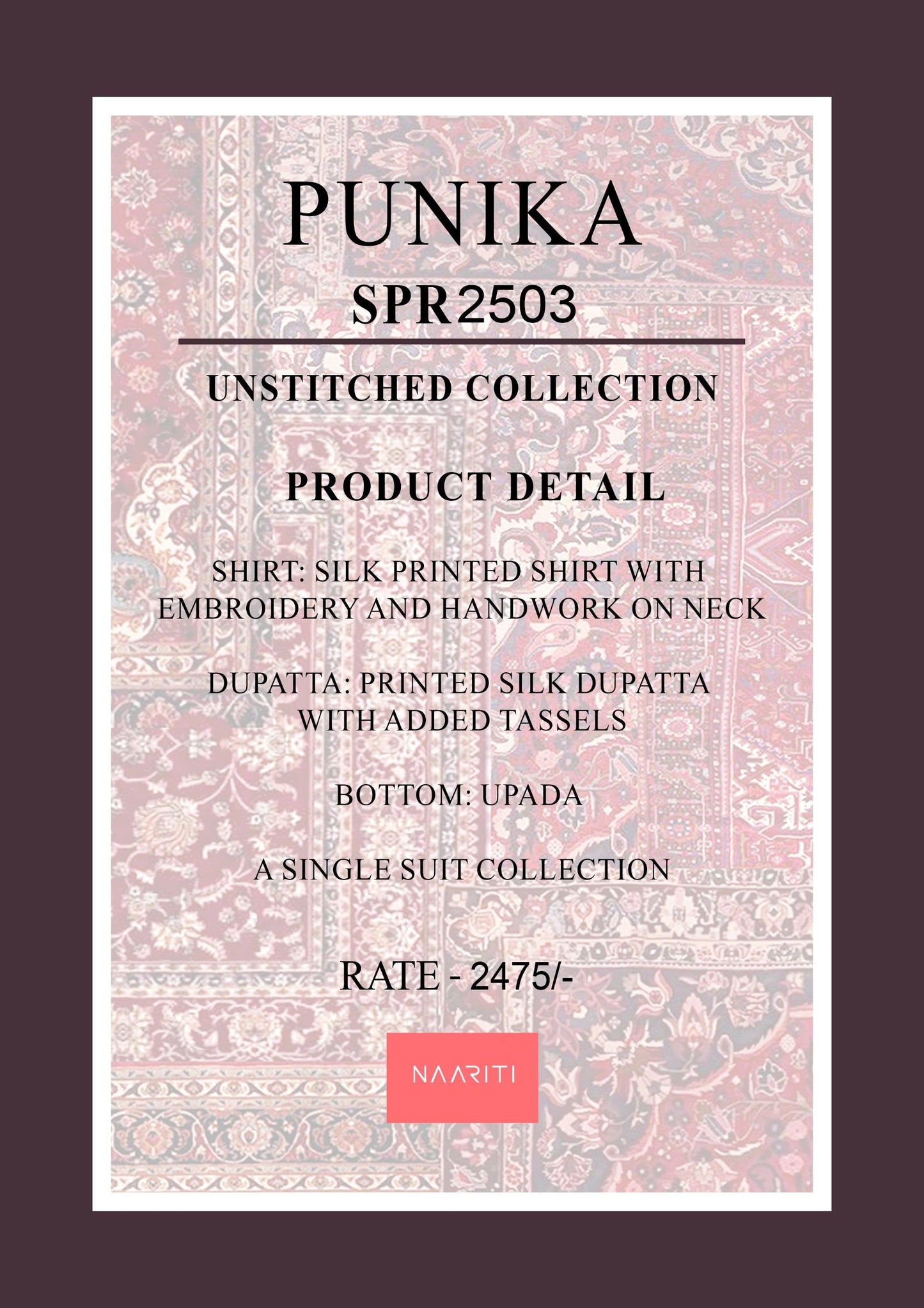 Punika 2503 Naariti Printed Unstitched Suits