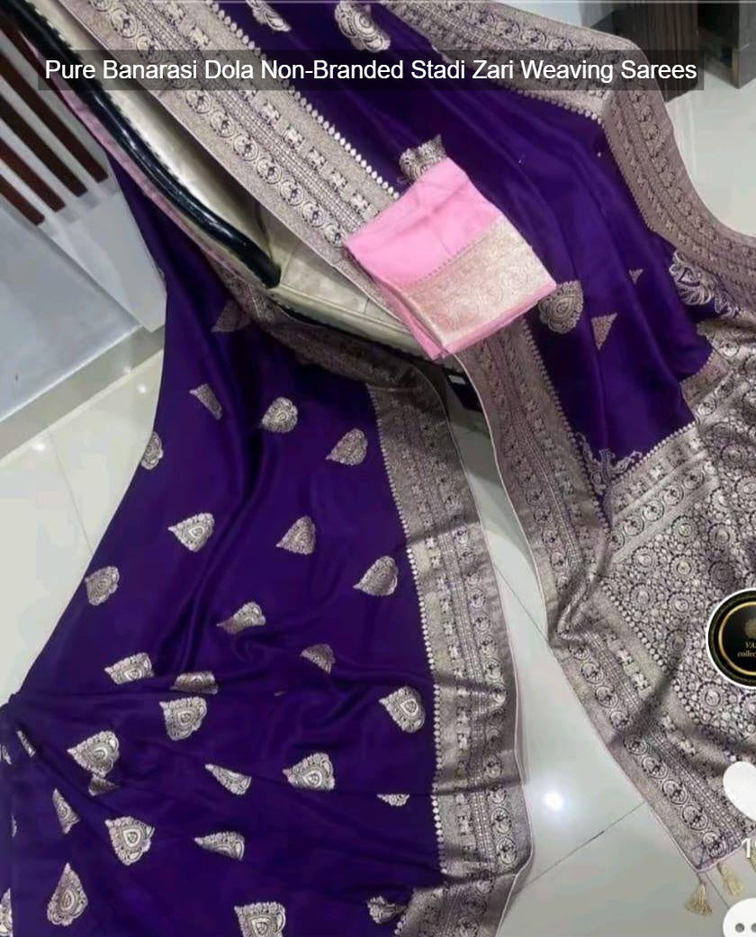 Pure Banarasi Dola Non-Branded Stadi Zari Weaving Sarees