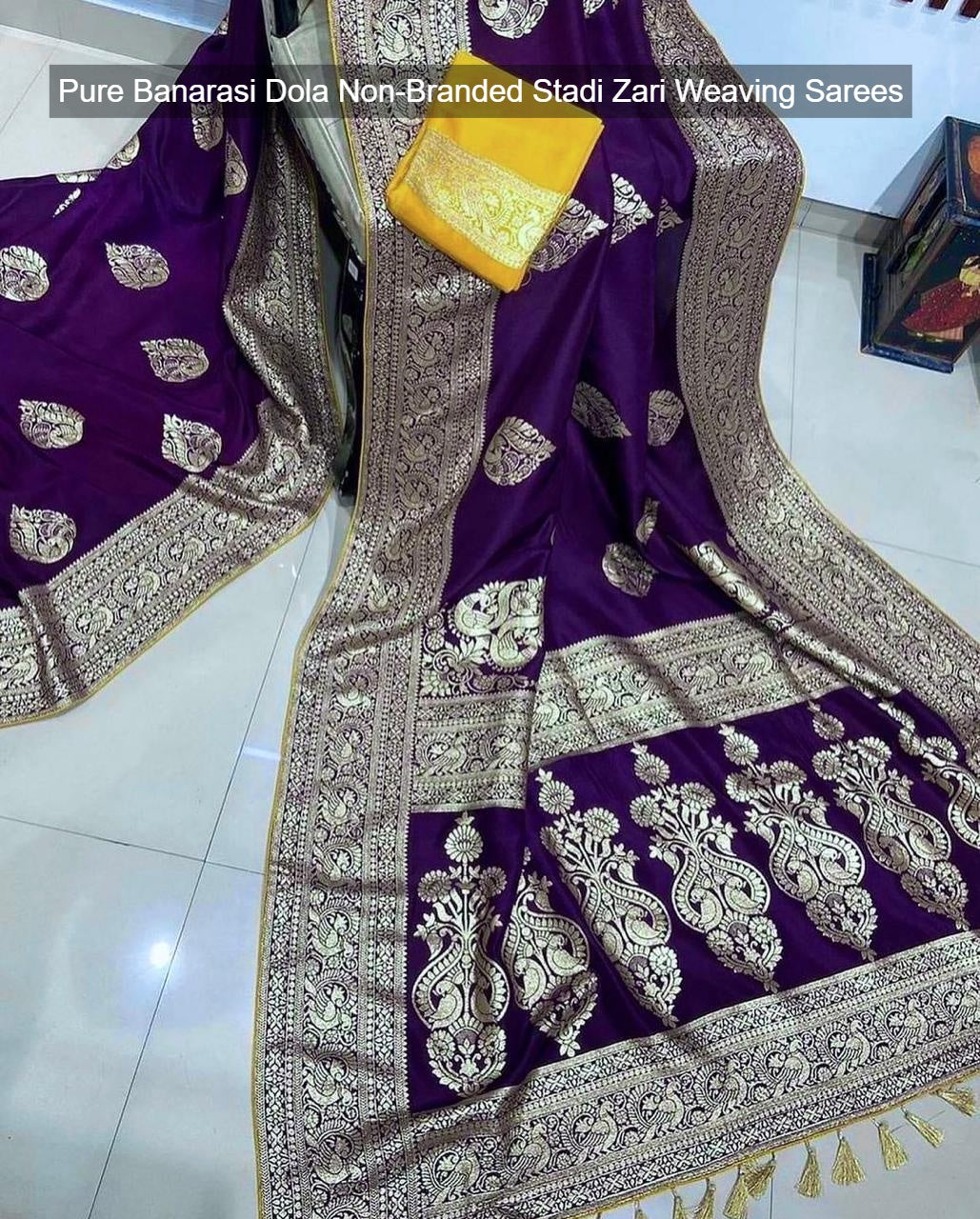 Pure Banarasi Dola Non-Branded Stadi Zari Weaving Sarees