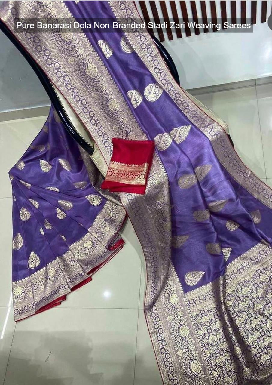 Pure Banarasi Dola Non-Branded Stadi Zari Weaving Sarees