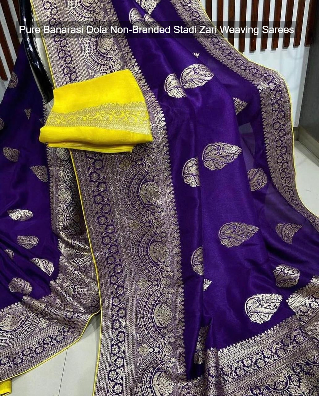 Pure Banarasi Dola Non-Branded Stadi Zari Weaving Sarees