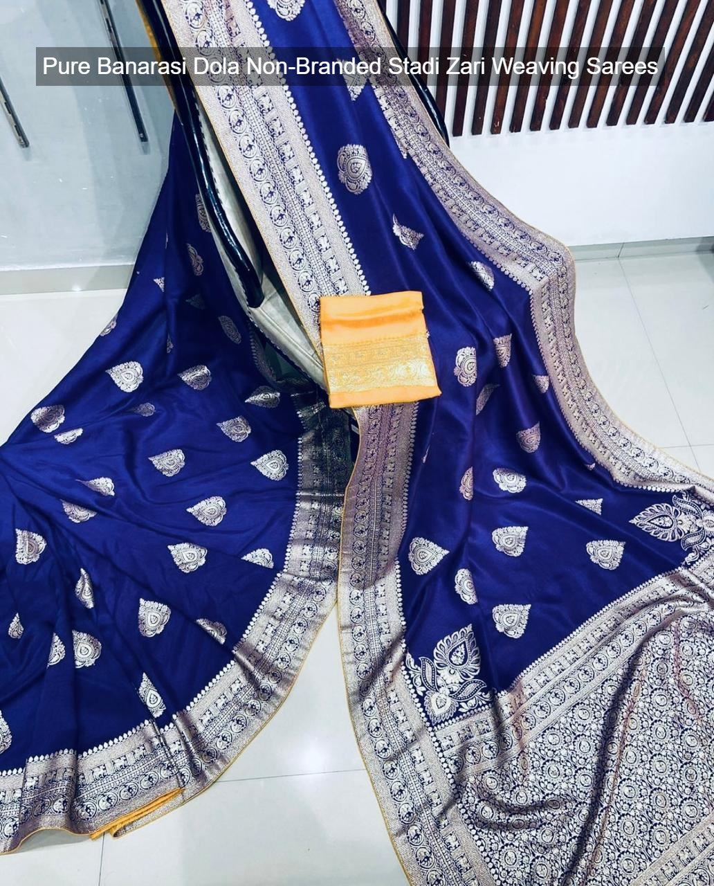Pure Banarasi Dola Non-Branded Stadi Zari Weaving Sarees