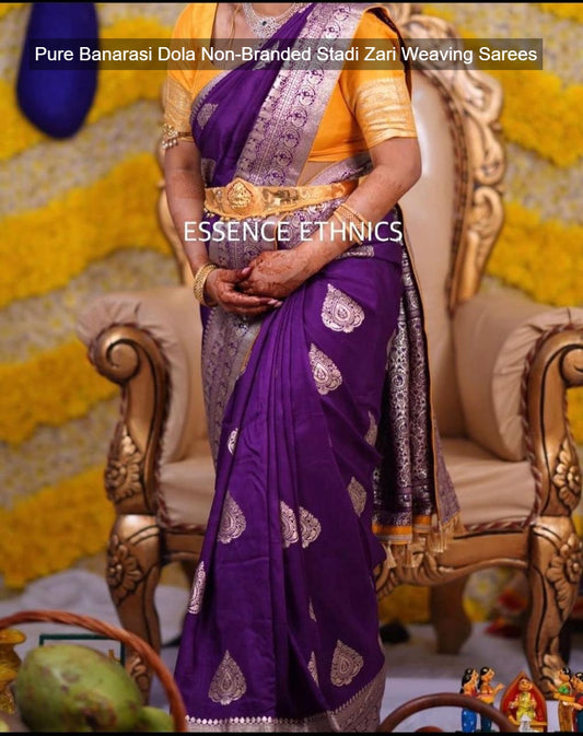 Pure Banarasi Dola Non-Branded Stadi Zari Weaving Sarees