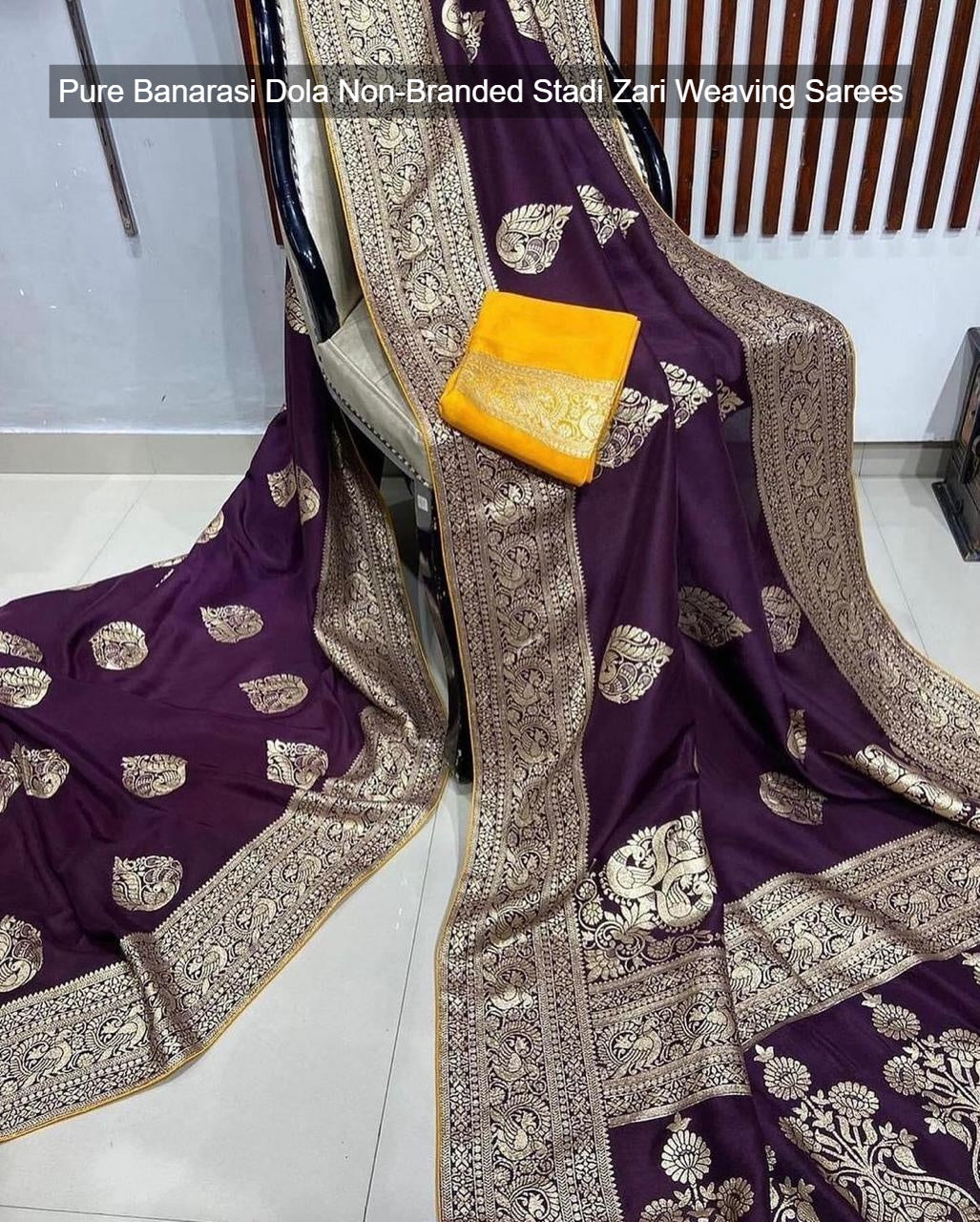 Pure Banarasi Dola Non-Branded Stadi Zari Weaving Sarees