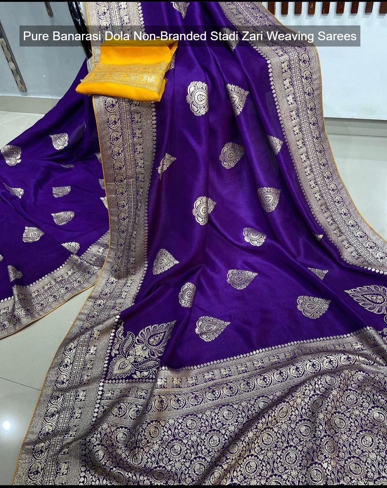 Pure Banarasi Dola Non-Branded Stadi Zari Weaving Sarees