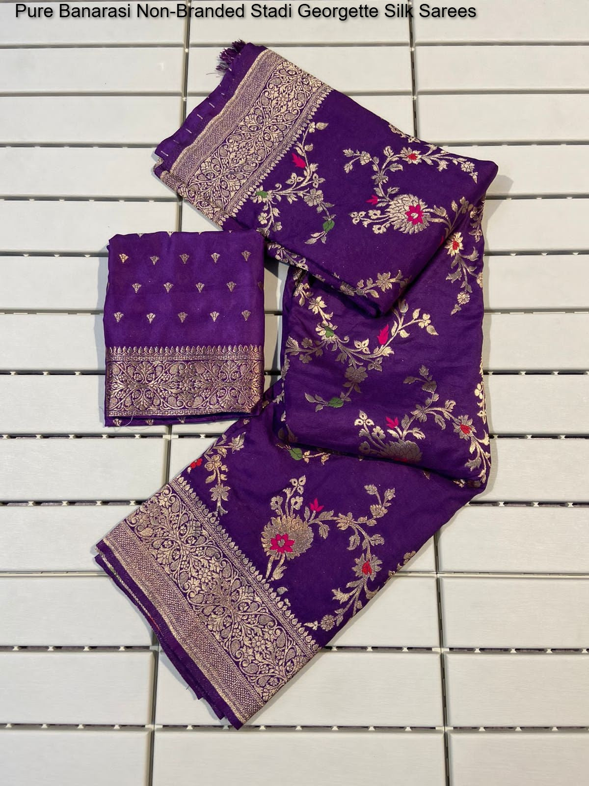 Pure Banarasi Non-Branded Stadi Georgette Silk Sarees