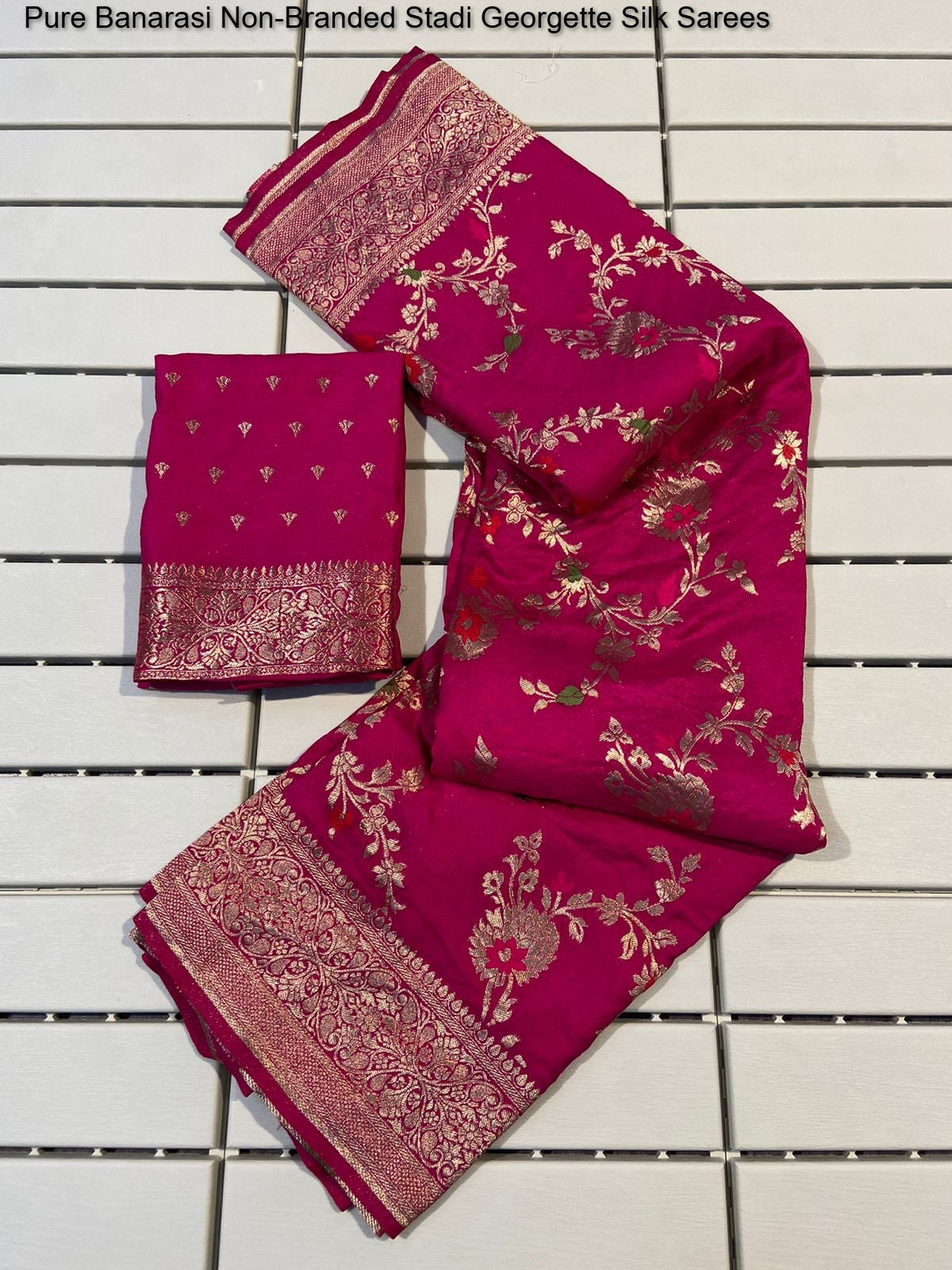 Pure Banarasi Non-Branded Stadi Georgette Silk Sarees