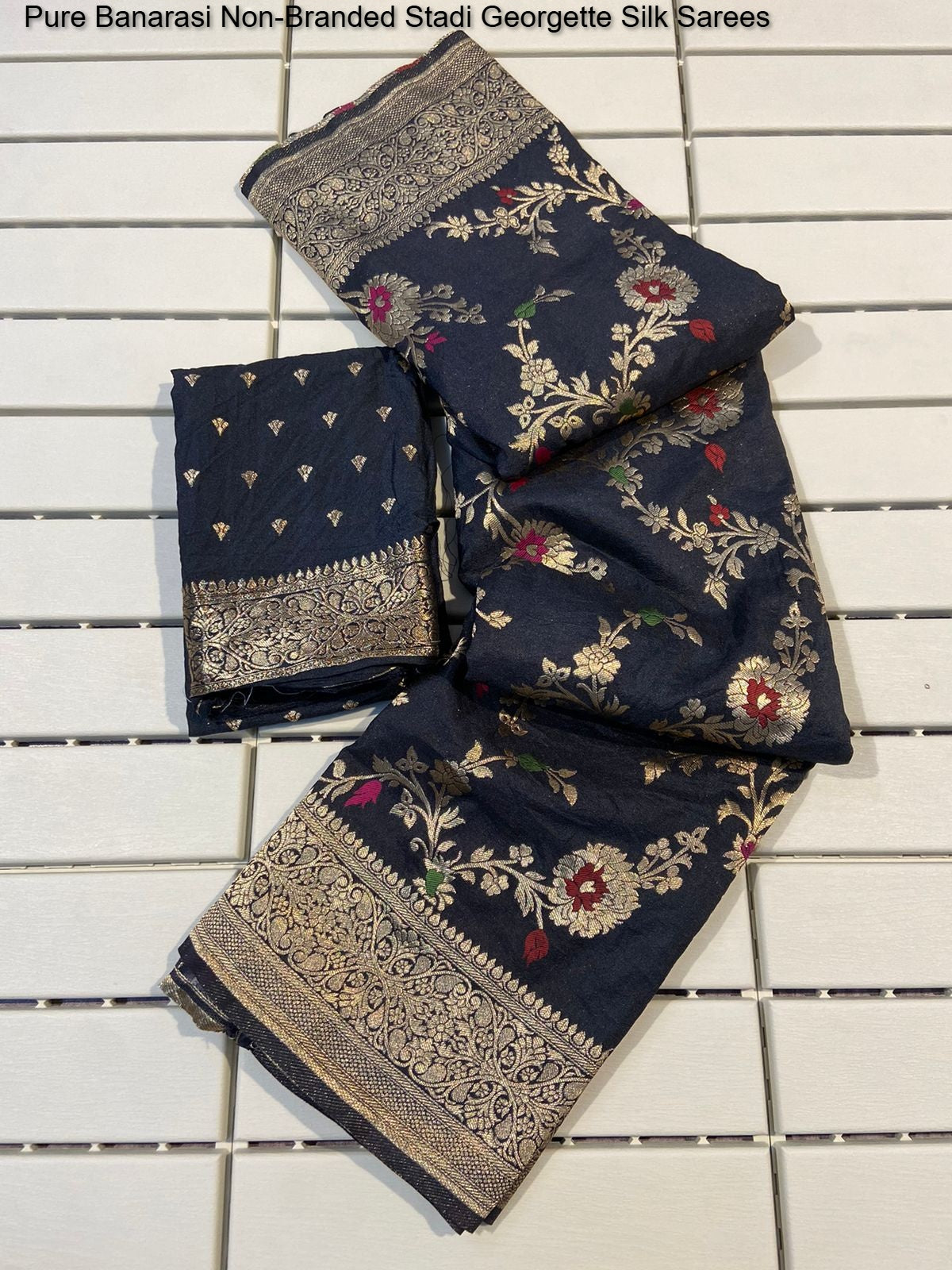 Pure Banarasi Non-Branded Stadi Georgette Silk Sarees