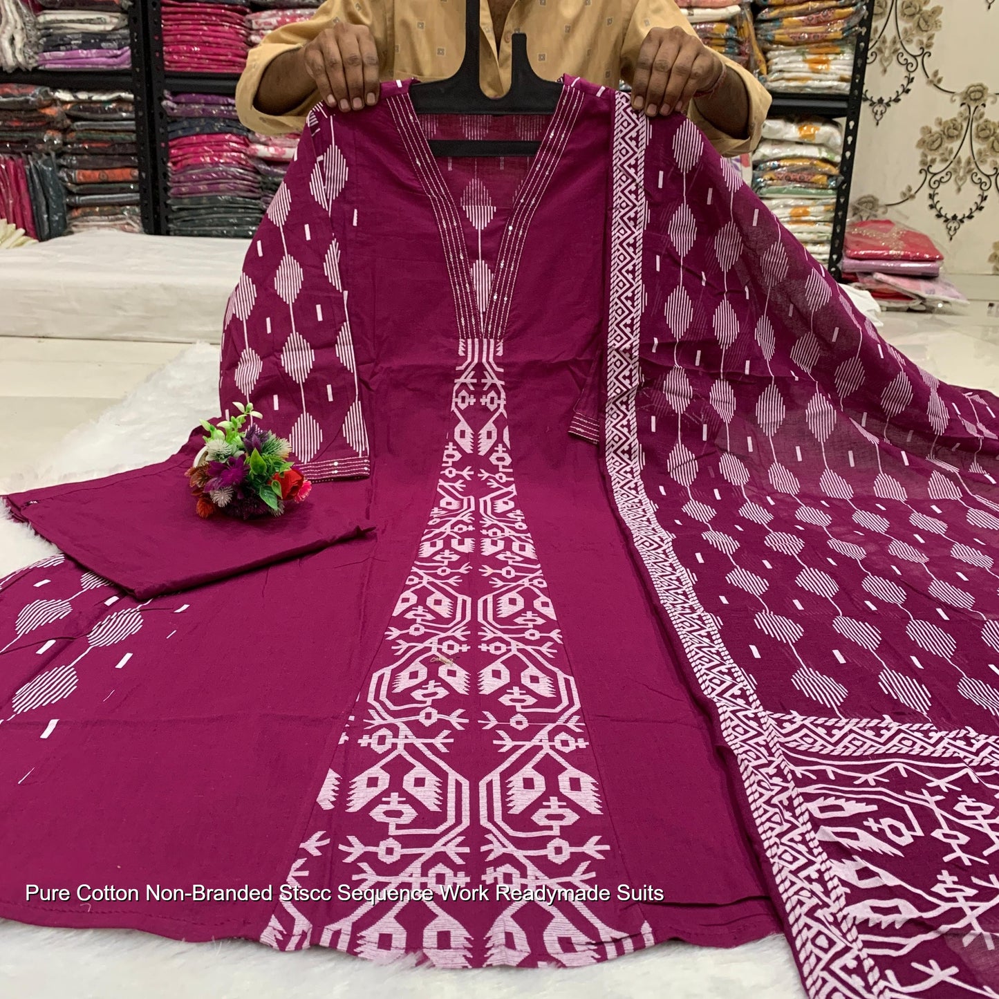 Pure Cotton Non-Branded Stscc Sequence Work Readymade Suits