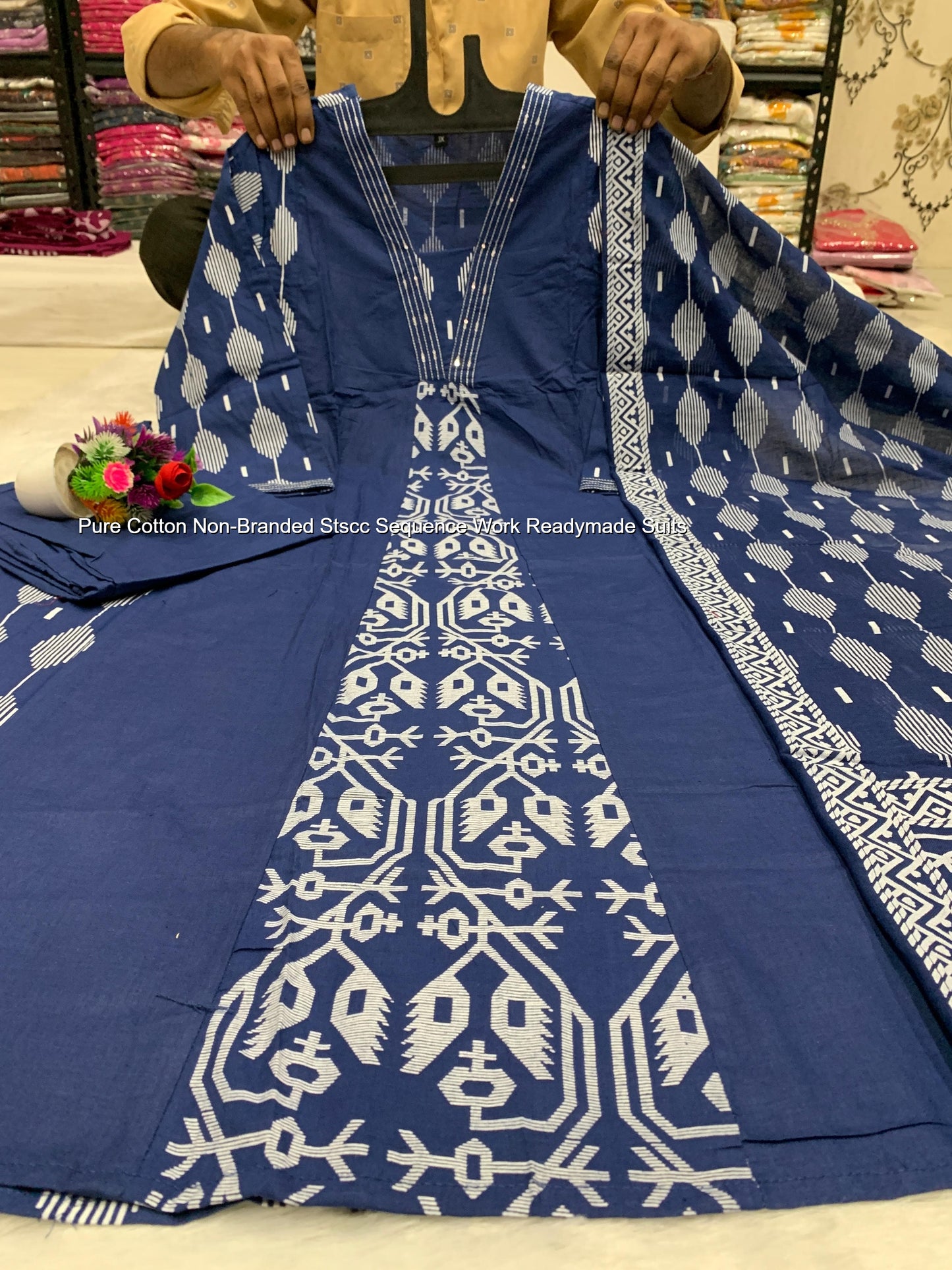 Pure Cotton Non-Branded Stscc Sequence Work Readymade Suits