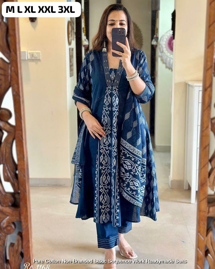 Pure Cotton Non-Branded Stscc Sequence Work Readymade Suits