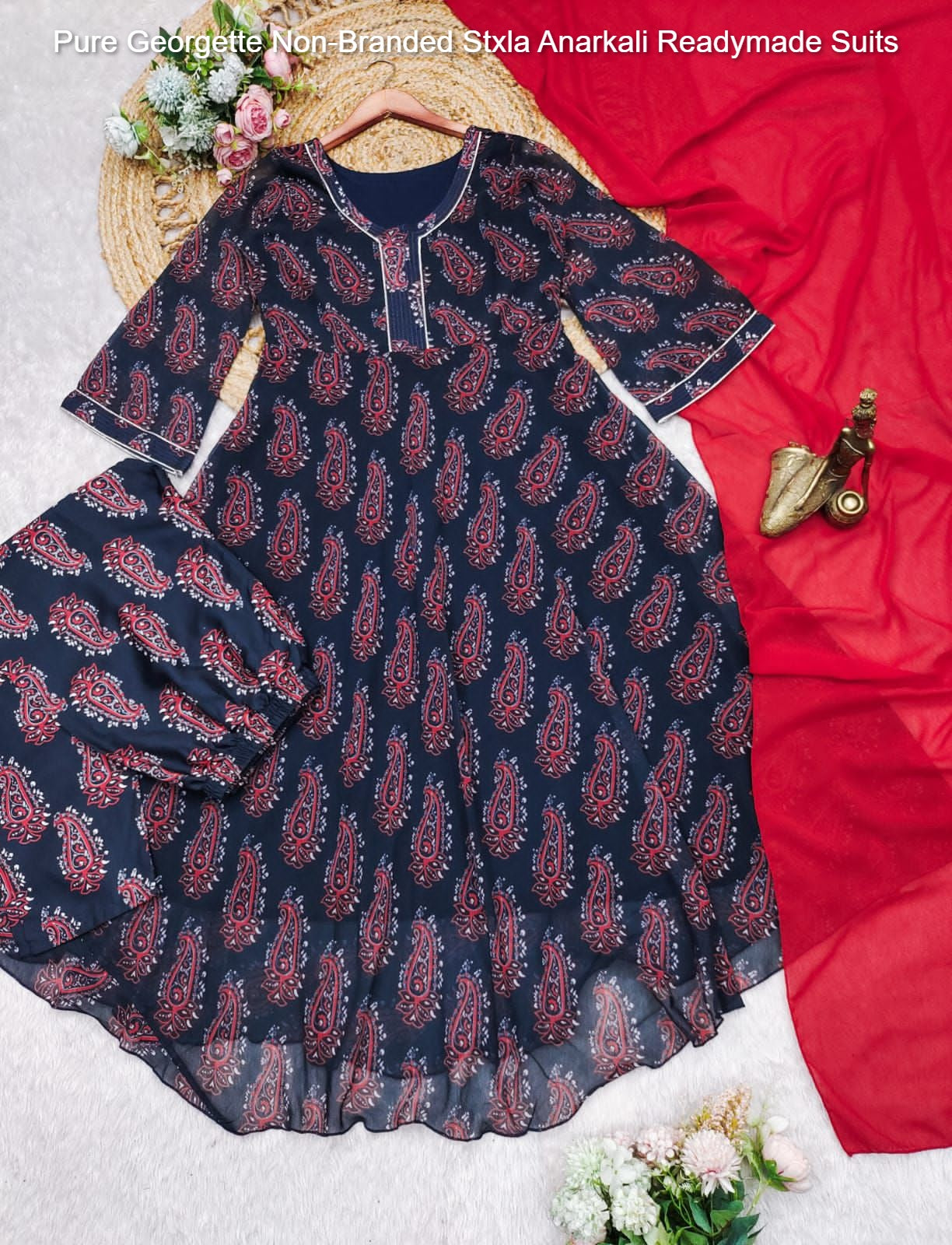 Pure Georgette Non-Branded Stxla Anarkali Readymade Suits