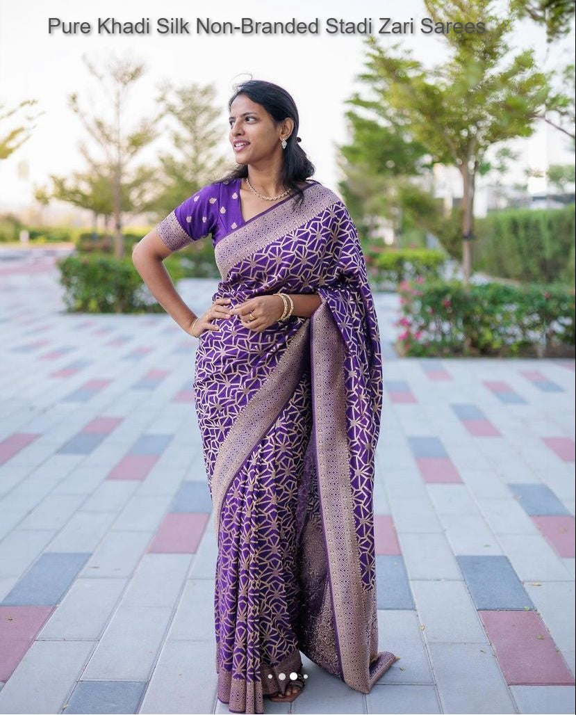 Pure Khadi Silk Non-Branded Stadi Zari Sarees