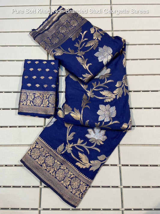 Pure Soft Khadi Non-Branded Stadi Georgette Sarees