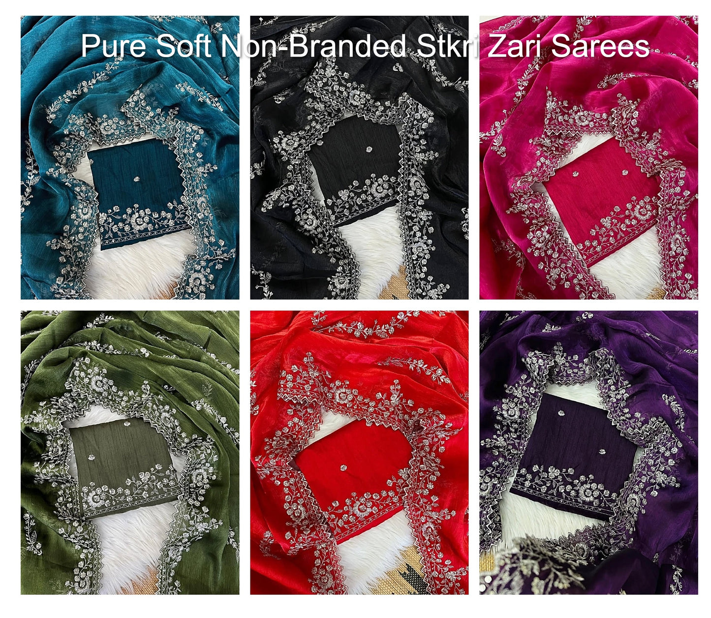 Pure Soft Non-Branded Stkri Zari Sarees