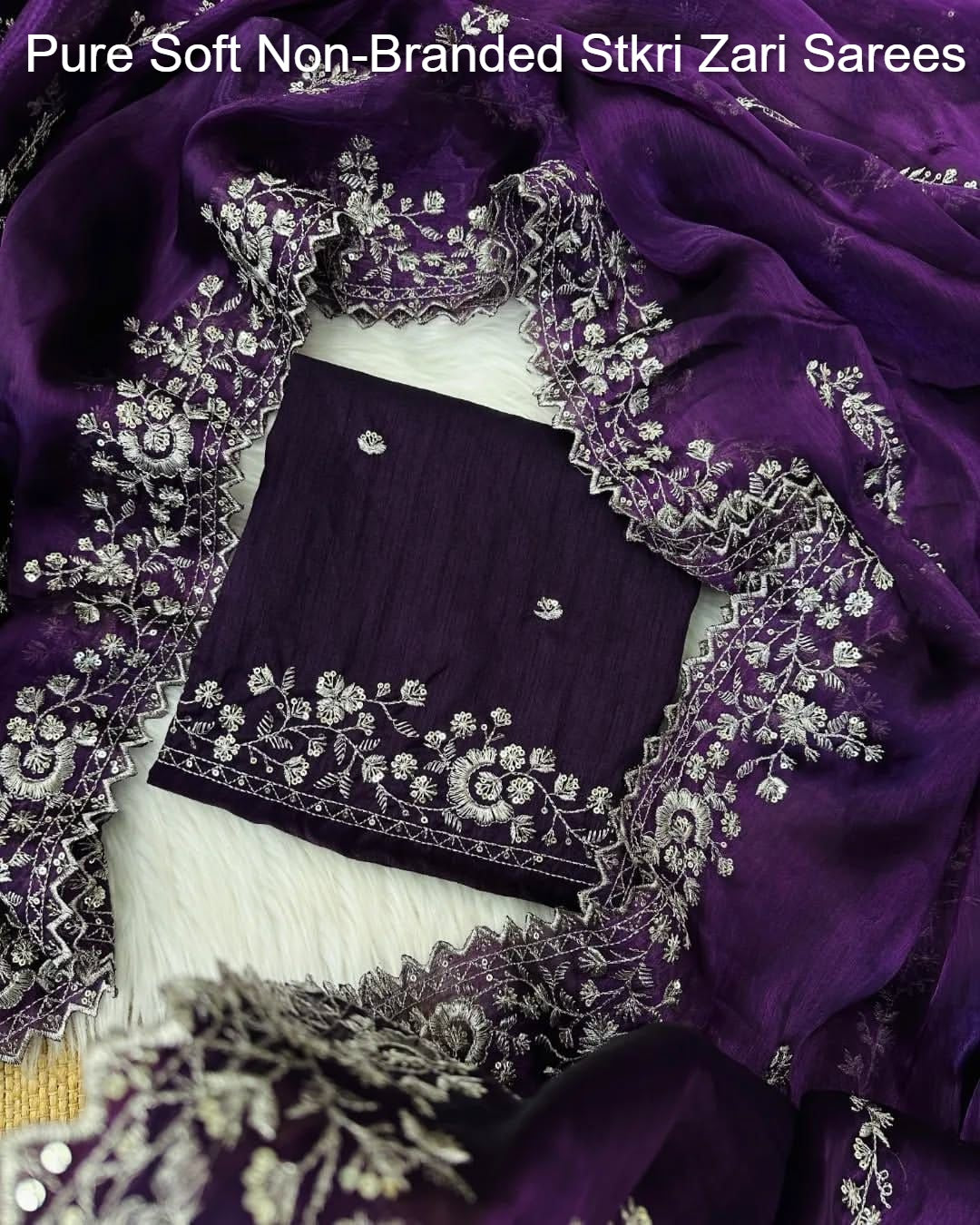 Pure Soft Non-Branded Stkri Zari Sarees